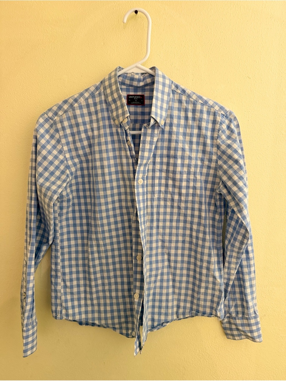 UNTUCKit Boys Blue/White Check Cotton Long Sleeve Button-Down Shirt